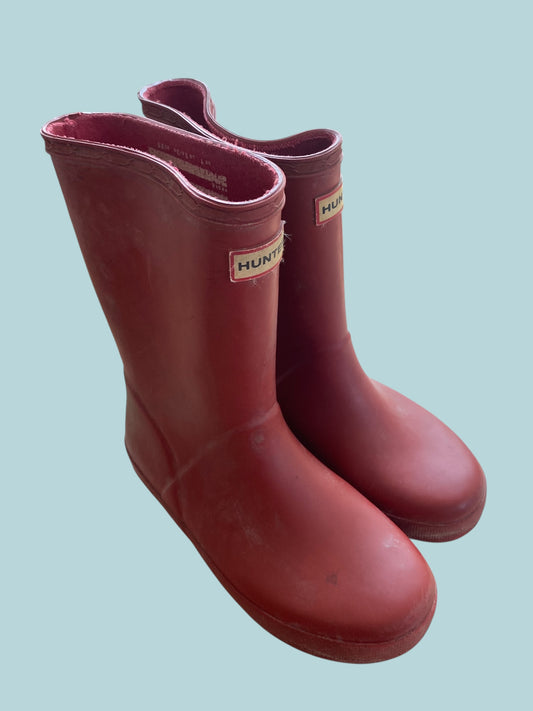 Red rubber/rain boots 2 US Big Kids | Hunter
