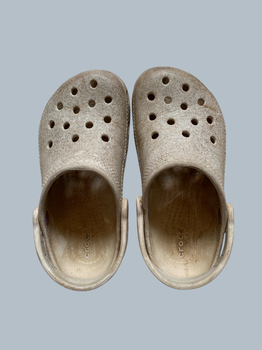 Cream coloured glitter sandals 12 US Little Kid | Crocs