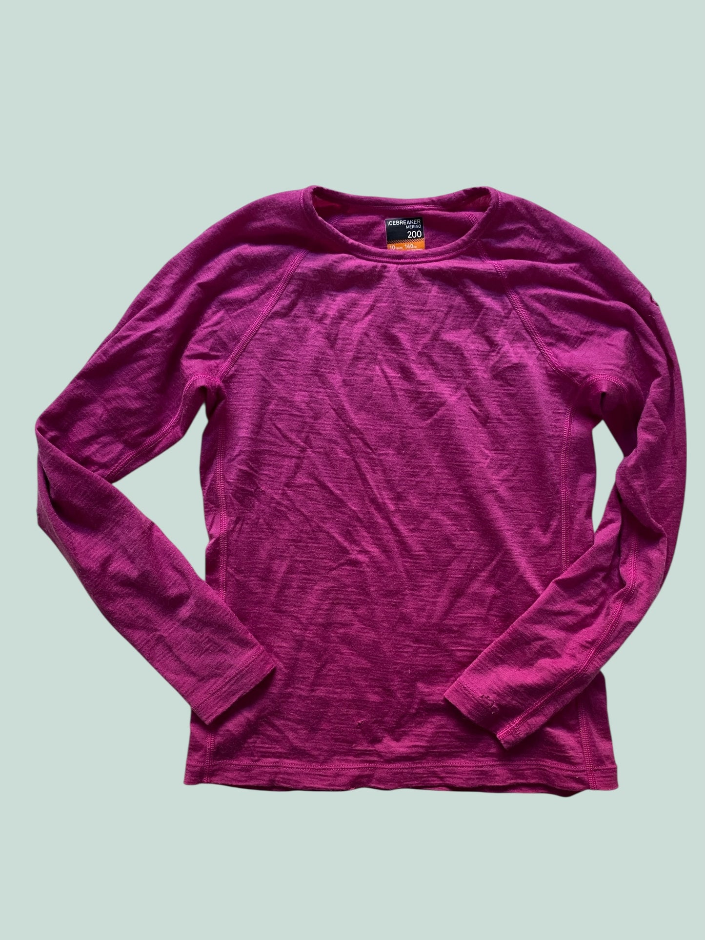 Pink long sleeve wool shirt 10Y (140) Icebreaker