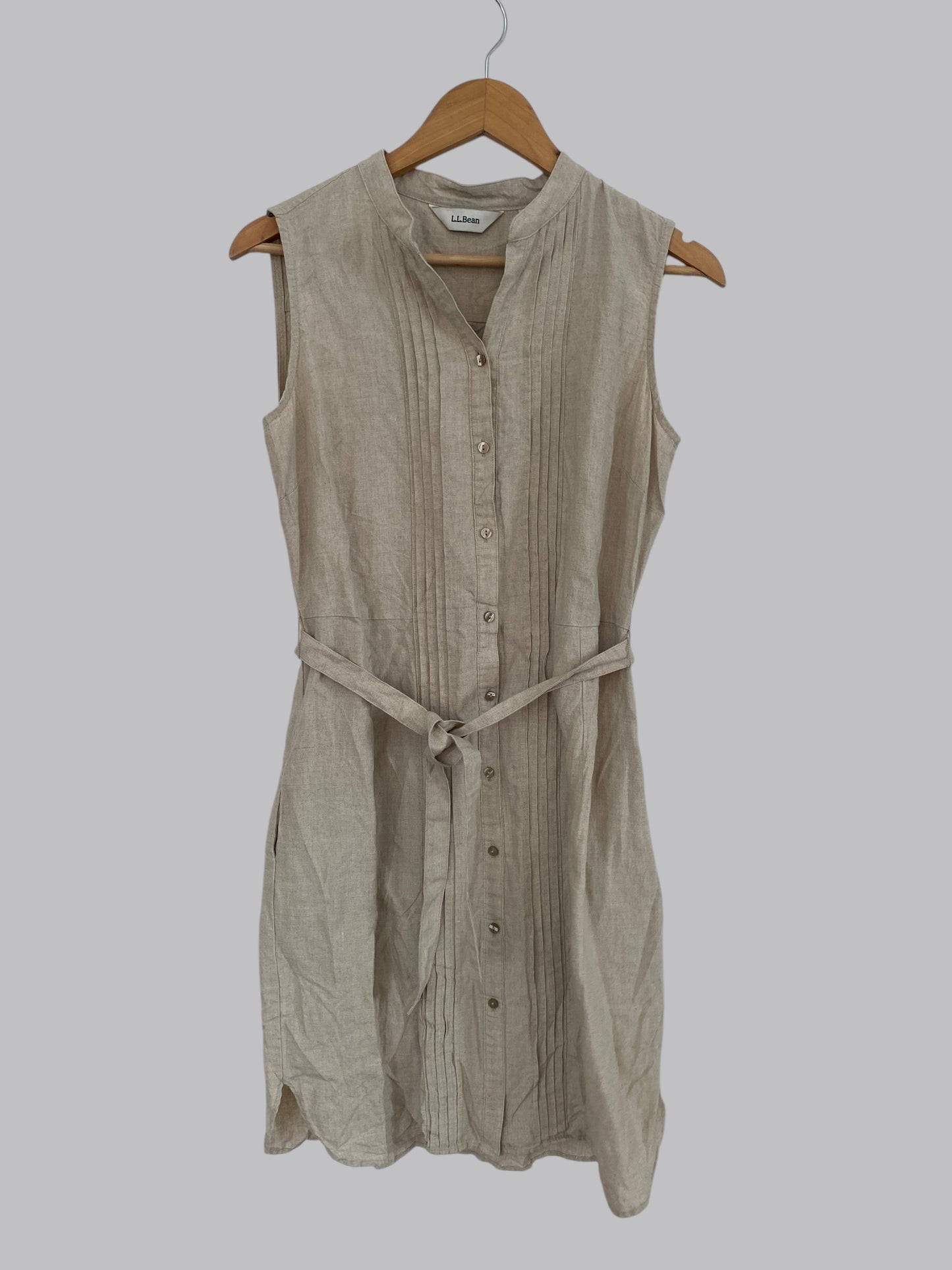 Beige linen dress women's 10 | L.L.Bean