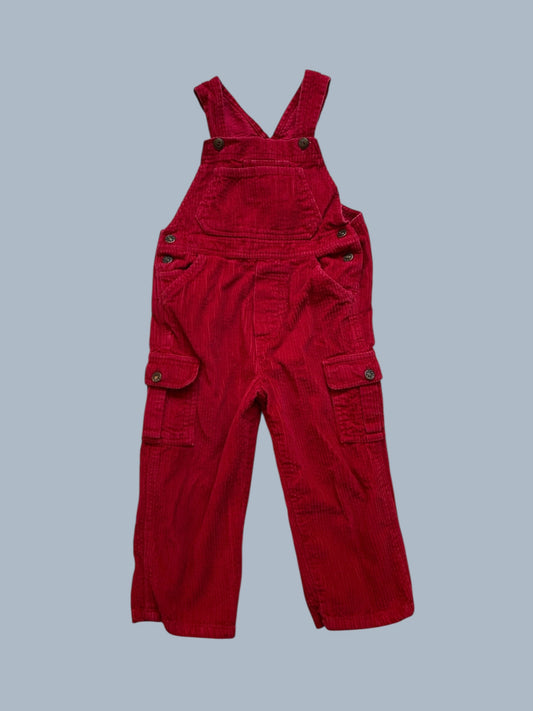 Vintage red cotton corduroy overalls 3Y