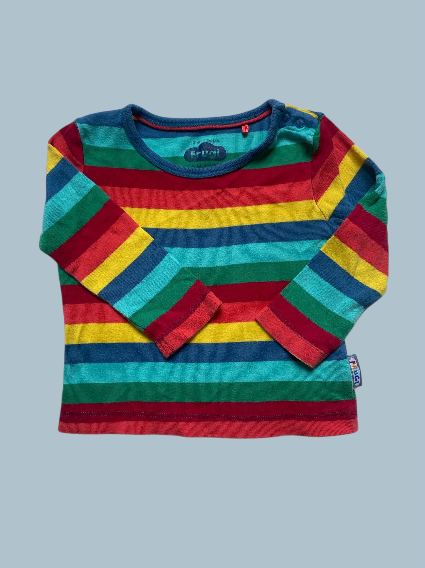 Organic cotton striped long sleeve top 6-12m (generous) | Frugi