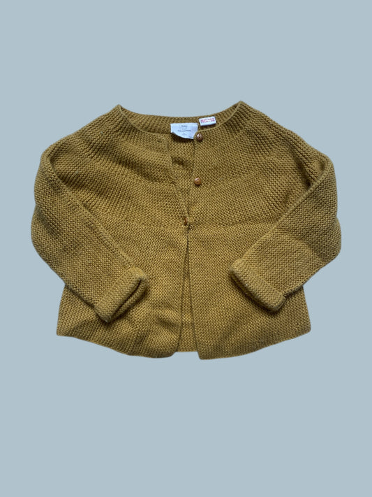 Cotton blend yellow knit cardigan 2-3Y | Boden
