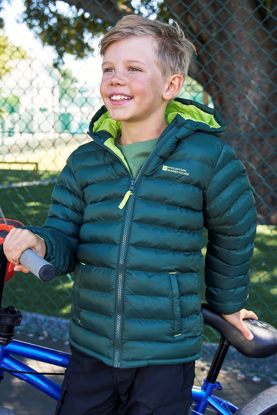 Green puffy insulated jacket 7-8Y | Mountain Warehouse - two available