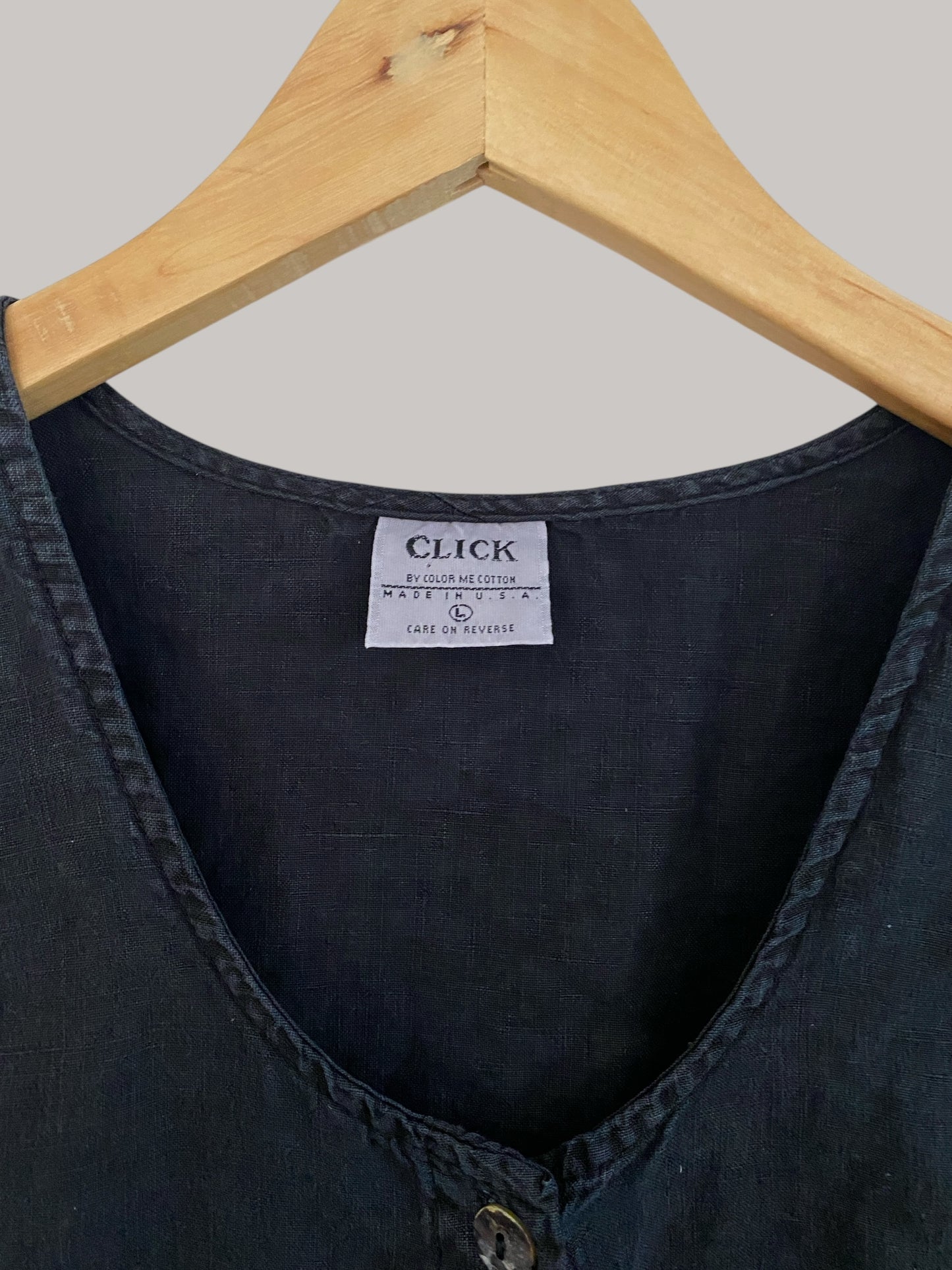 Black linen shirt women’s large | Color me Cotton (made in USA)