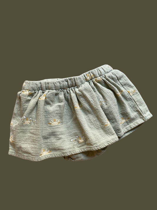 Mint coloured cotton skort 12-18m | Benetton