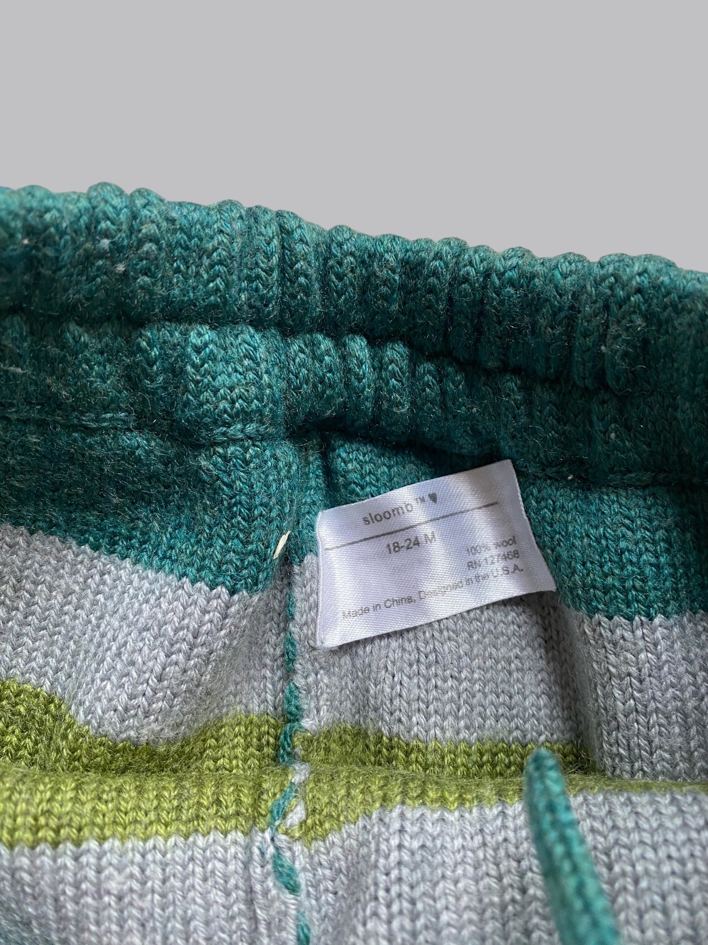 Merino wool striped trackers 18-24m (fit large) | Sloomb