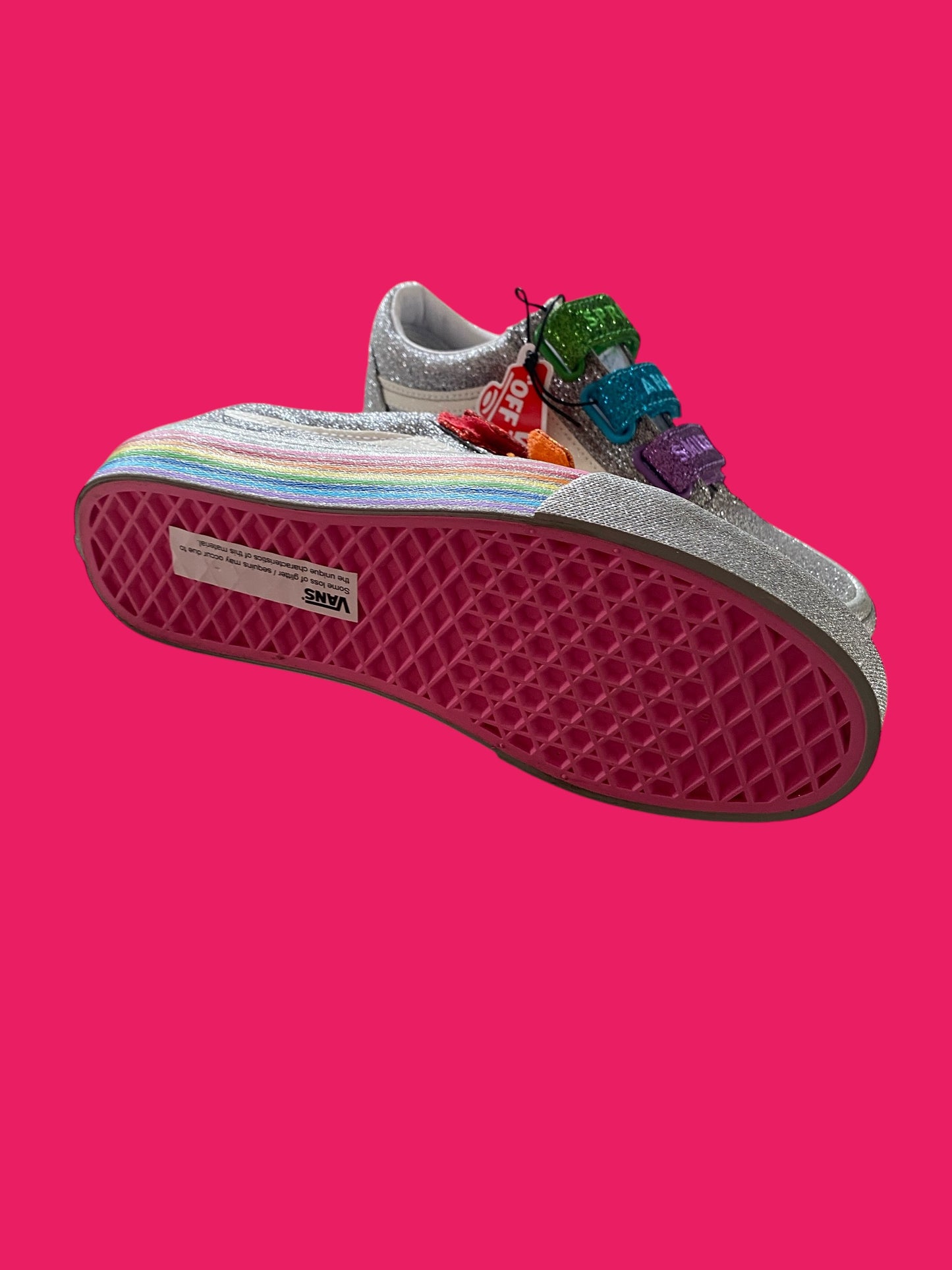 Sparkly Silver Rainbow Glitter Womens Shoes Sz 7 / Sz 5.5 Men’s | Vans x Flour Shop