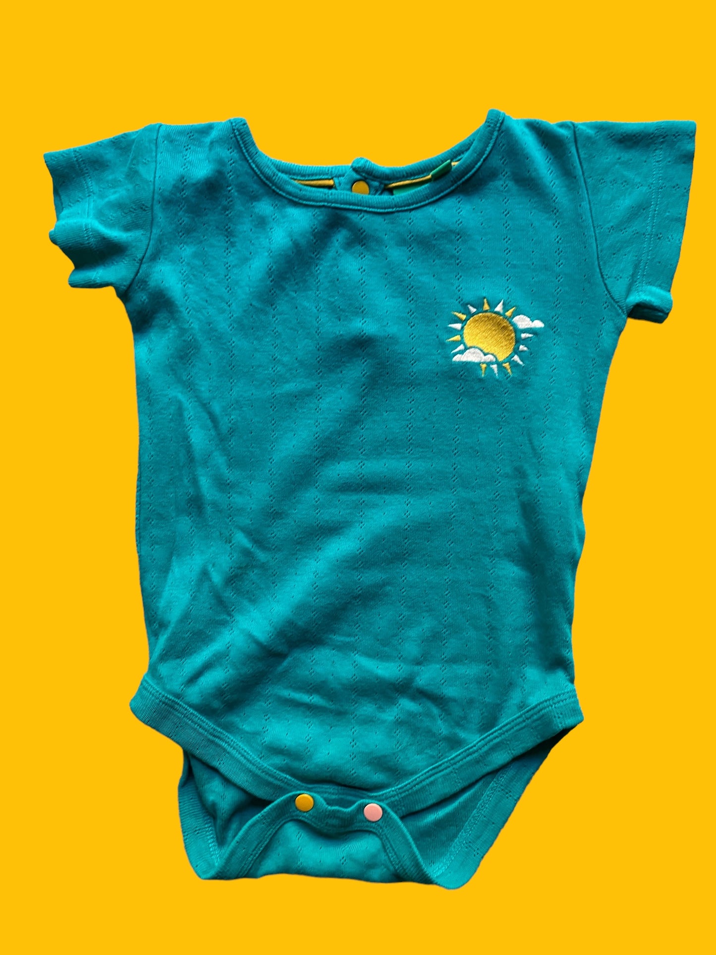Organic cotton short sleeve pointelle onesie 12-18m | Little Green Radicals