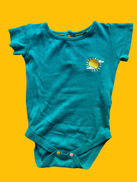 Organic cotton short sleeve pointelle onesie 12-18m | Little Green Radicals