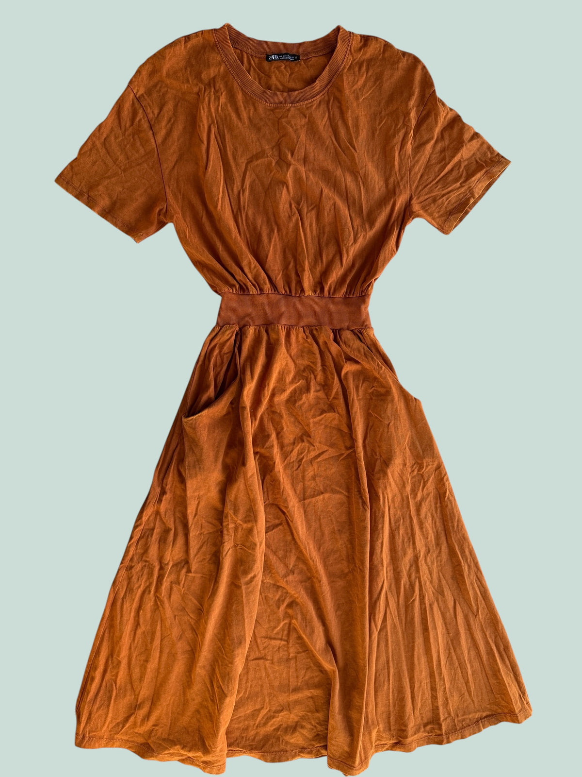 Stunning rust colour stretchy dress women's small | Zara