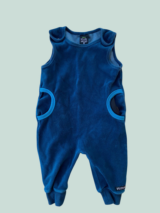 Navy velour cotton blend romper 6-12m (68, generous) | Villervalla