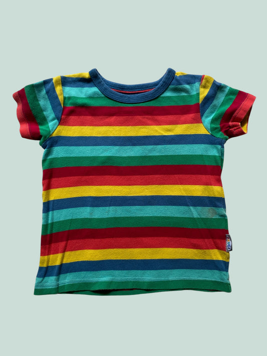 Organic cotton rainboiw striped t-shirt 4-5Y | Frugi