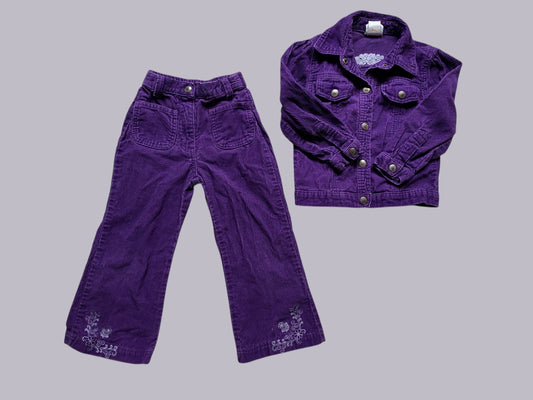 Vintage purple corduroy wide leg bottoms and jacket 4Y | Sears