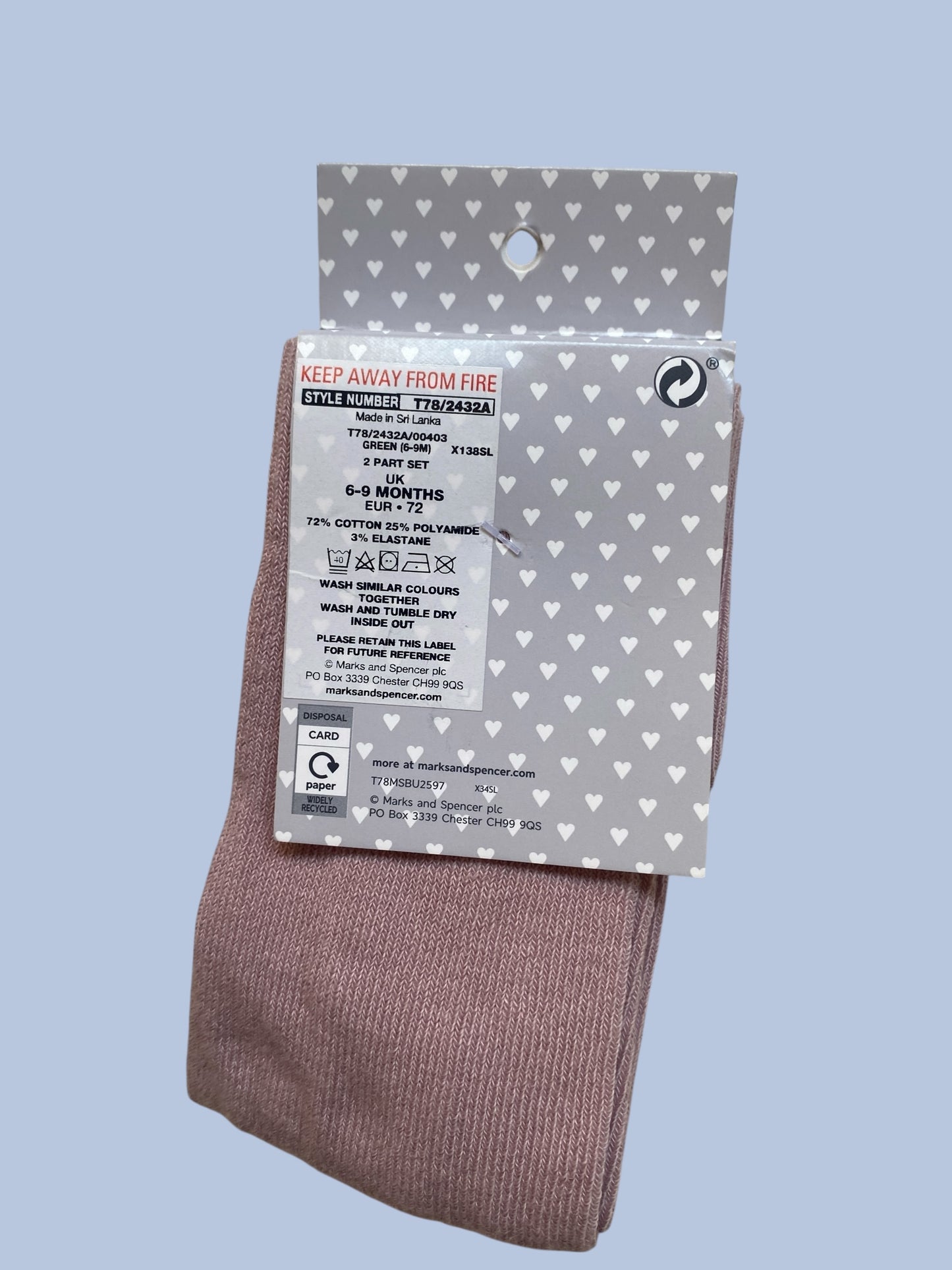 Cotton blend rose footed tights 6-12m | Marks & Spencer
