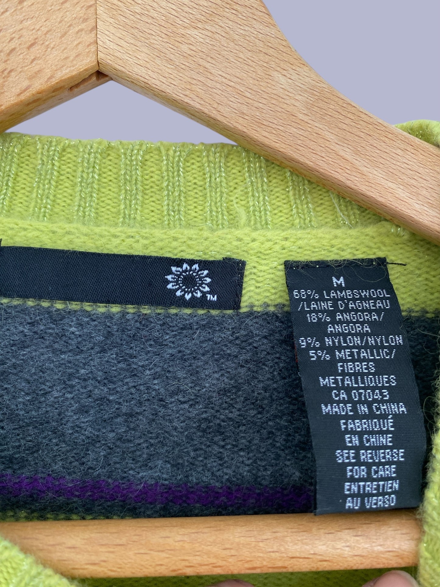 Lambs wool blend striped sweater women’s medium