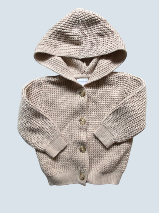 Beige knit hooded cardigan 24m | Rococo