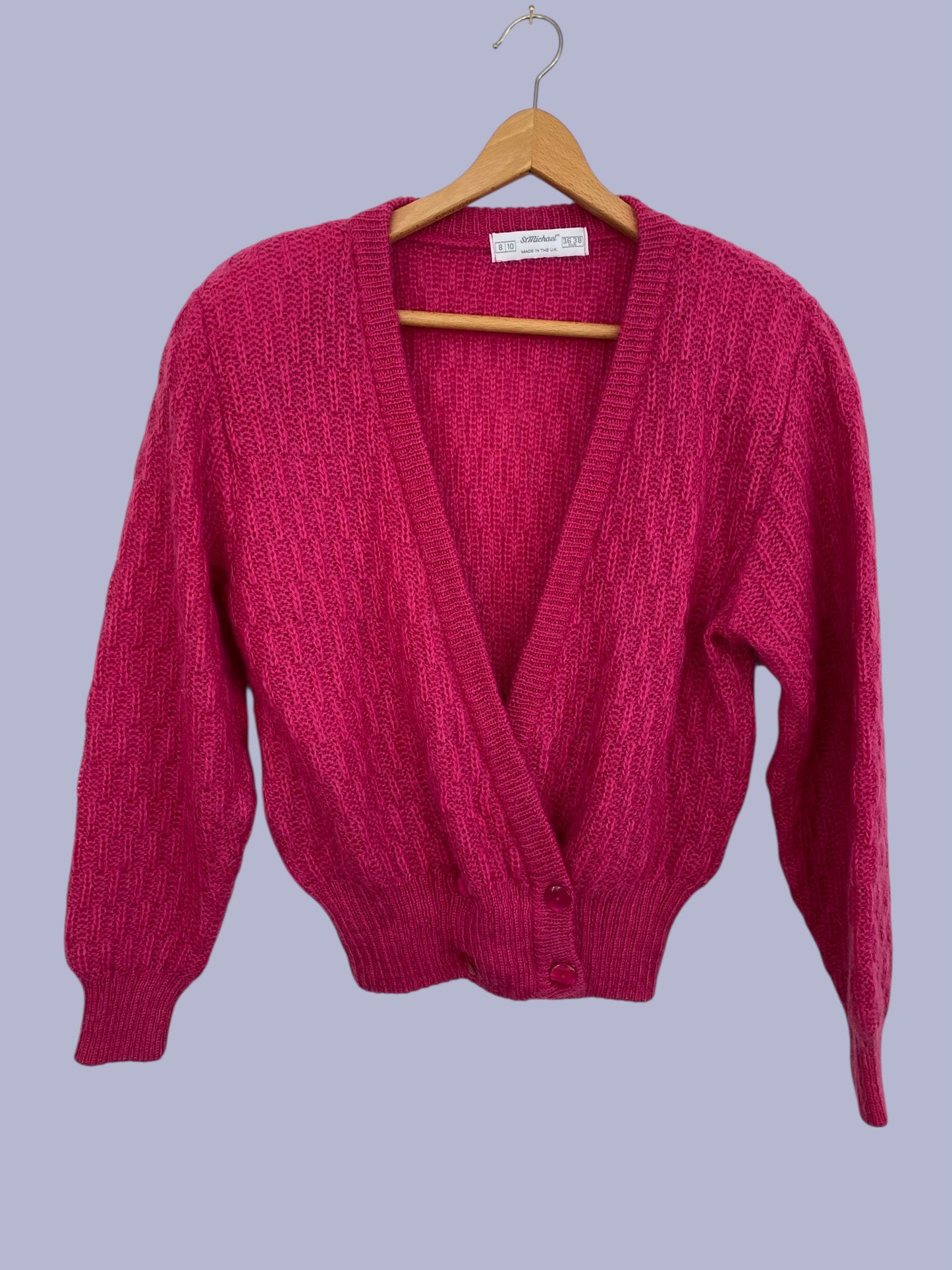 Mohair blend hot pink cardigan women's small (36/38 EU) | St Michael