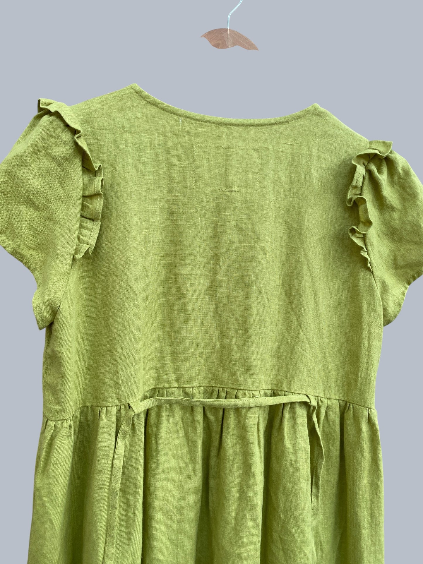 Lime linen ‘Marquette’ dress women’s medium | Not Perfect Linen