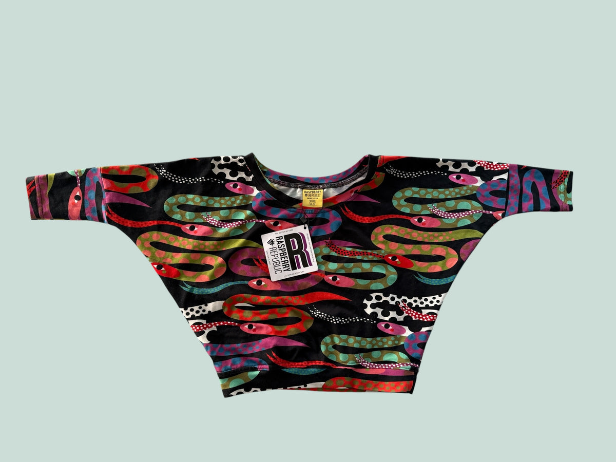 Organic cotton snake print bat long sleeve shirt 1.5-3Y | Raspberry Republic