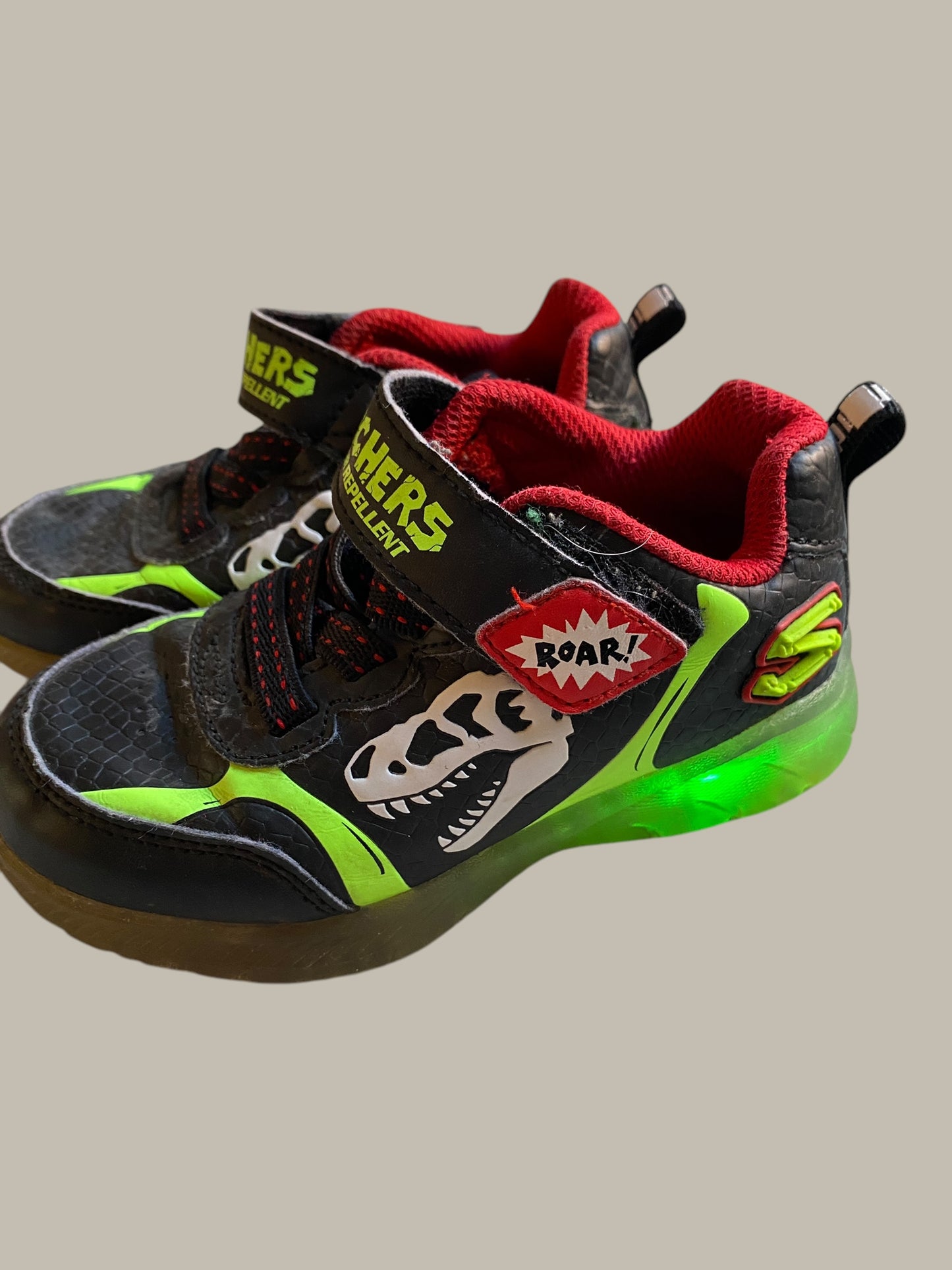 Dinosaur velcro water repellant light-up sneakers 8US Little Kids | Sketchers