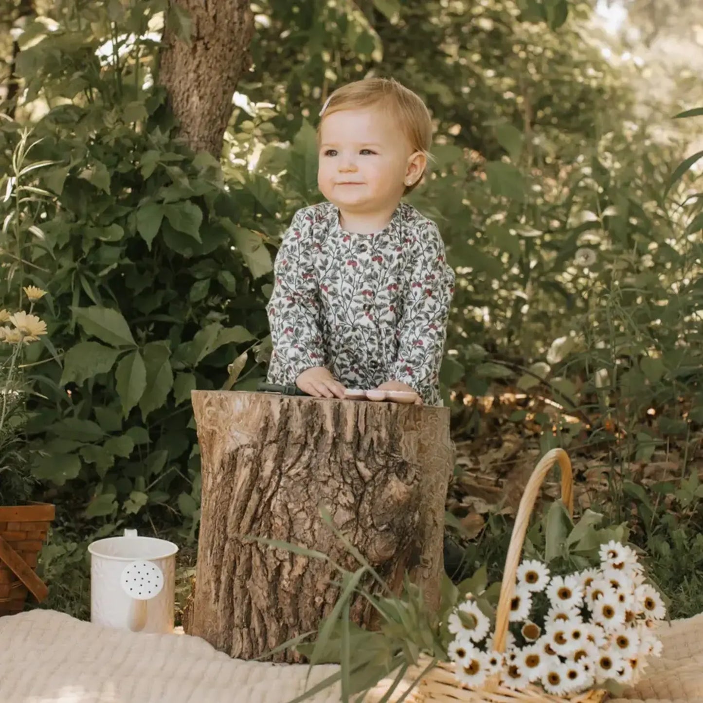 Organic cotton raspberry bush dress  3m | Petit Lem
