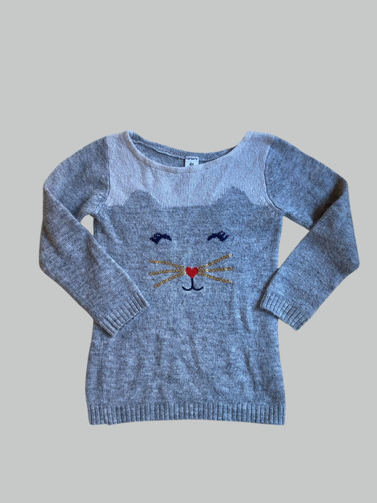Cat face knit sweater dress 4Y | Carter's