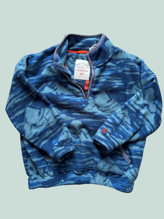 Blue fleece quarter zip sweater 6-7Y | Fatface