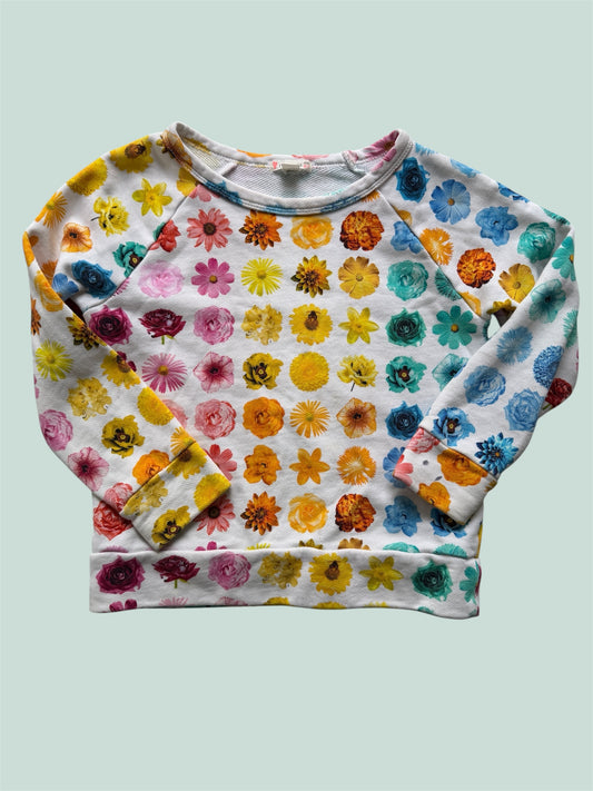 Cotton rainbow flowers sweater 6-7Y | Crewcuts/J. Crew