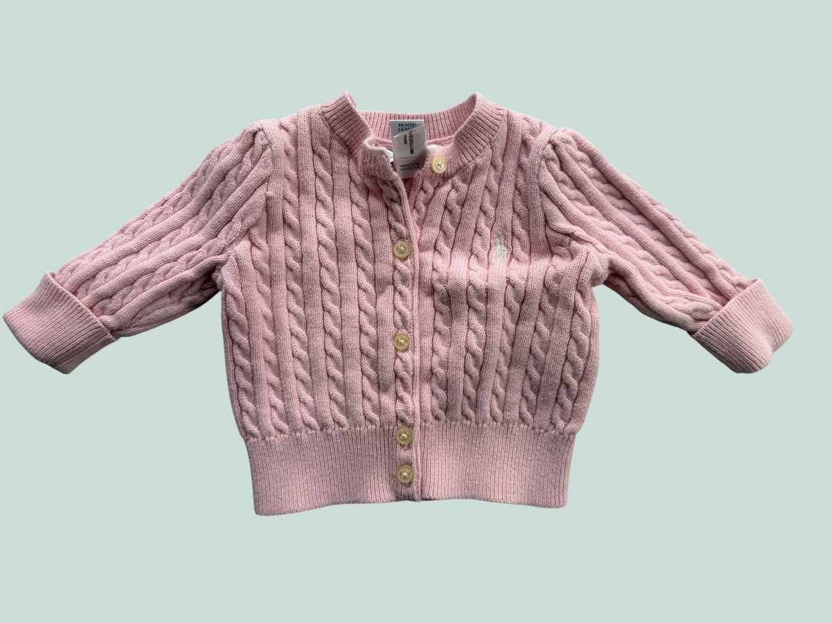 Pink cotton cable knit cardigan 3m | Ralph Lauren