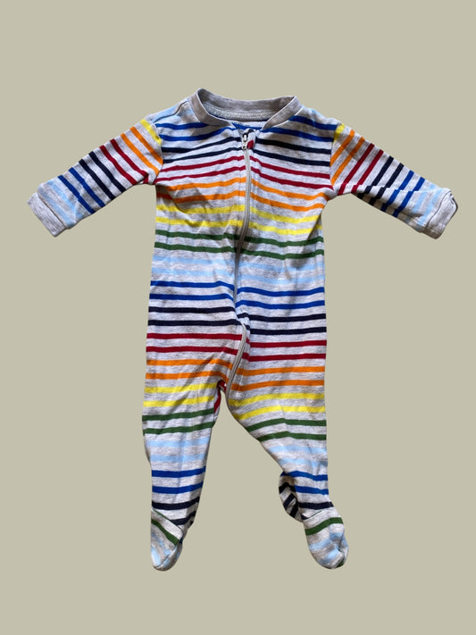 Cotton rainbow striped zip sleeper 0-3 | George