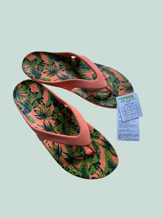 Palm print Kadee II flip flop sandals women's 9US (39) | Crocs NEW