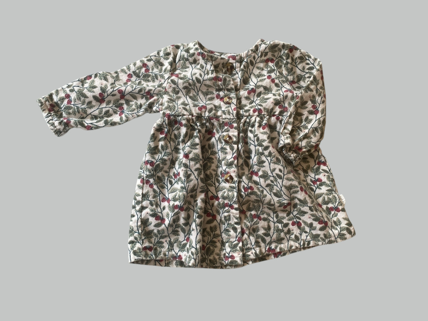 Organic cotton raspberry bush dress  3m | Petit Lem