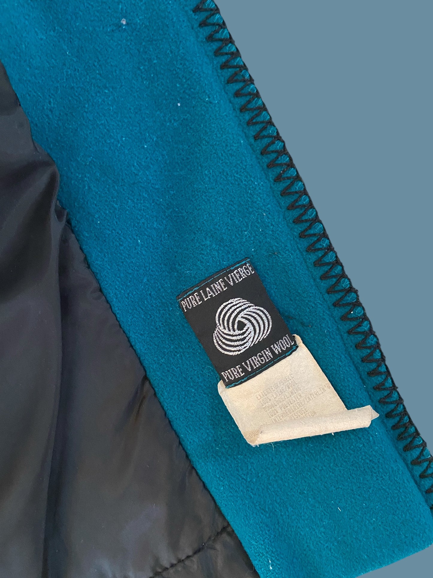 Teal vintage wool coat size medium large/38-40 | Image