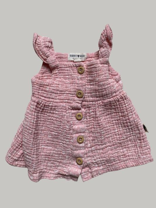 Organic cotton muslin dress 0-3m | Rabbit + Bear