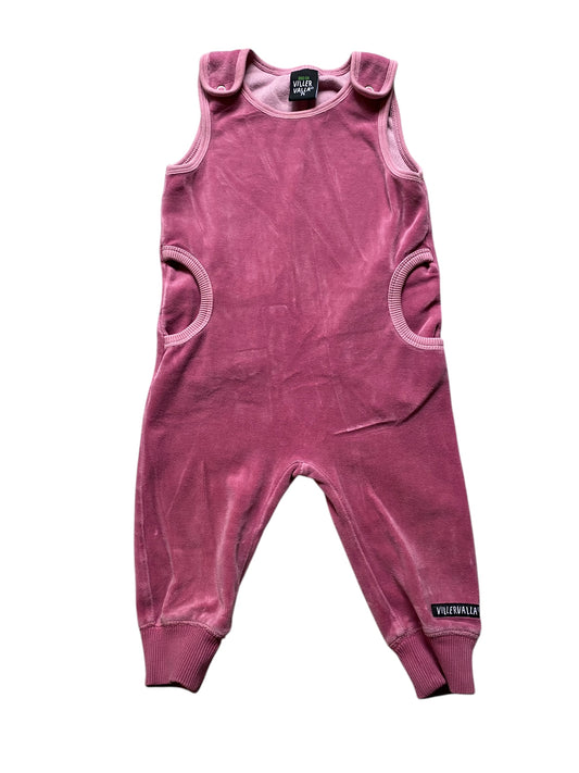 Pink velour romper 6-9m | Villervalla