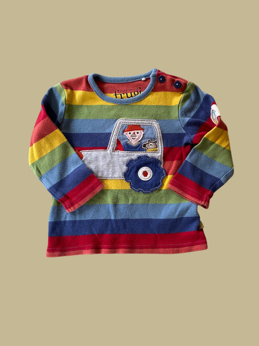 Organic cotton striped long sleeve top 6-12m | Frugi