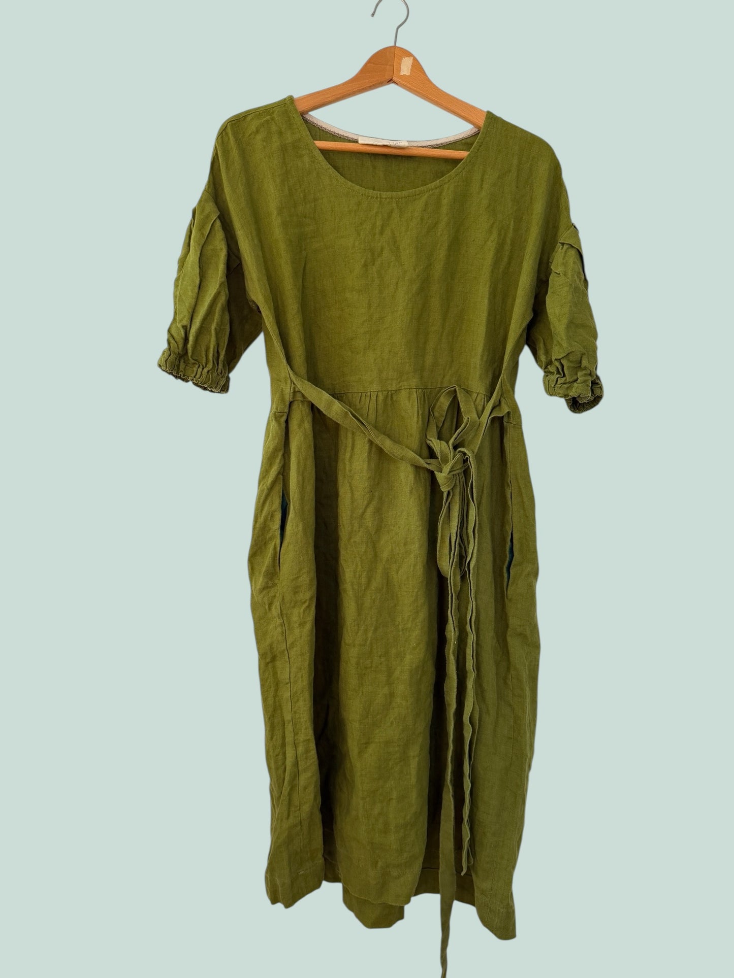 Moss green linen dress medium | Isle of Shee