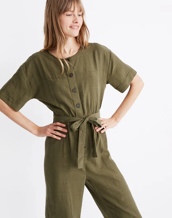 Short-sleeve belted lyocell jumpsuit women’s XS | Madewell