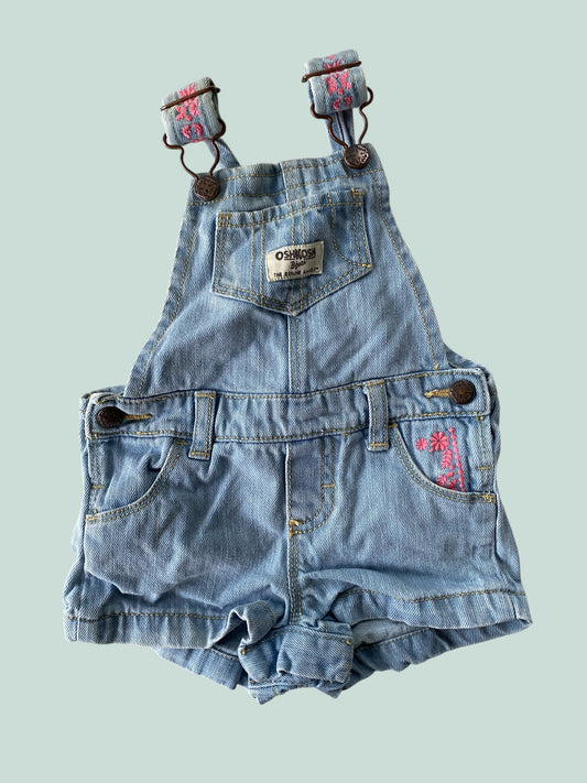 Shorty denim overalls with flower embroidery 6m | Oshkosh