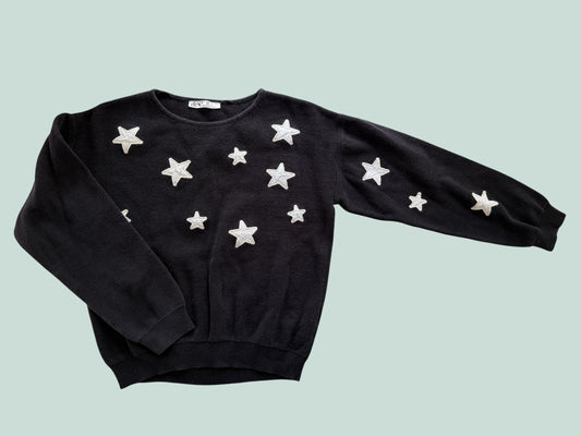 Black cotton star sweater 8-10Y (S) | Dex