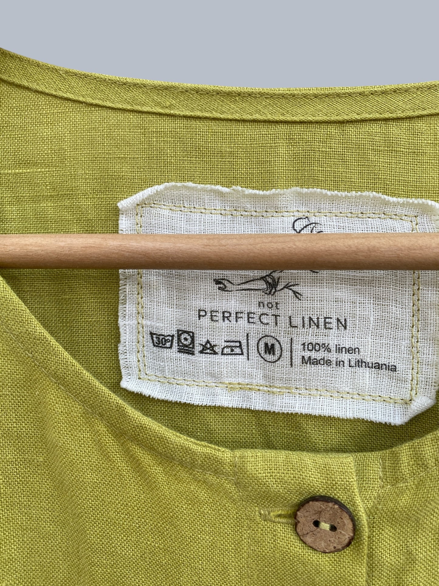 Lime linen ‘Marquette’ dress women’s medium | Not Perfect Linen