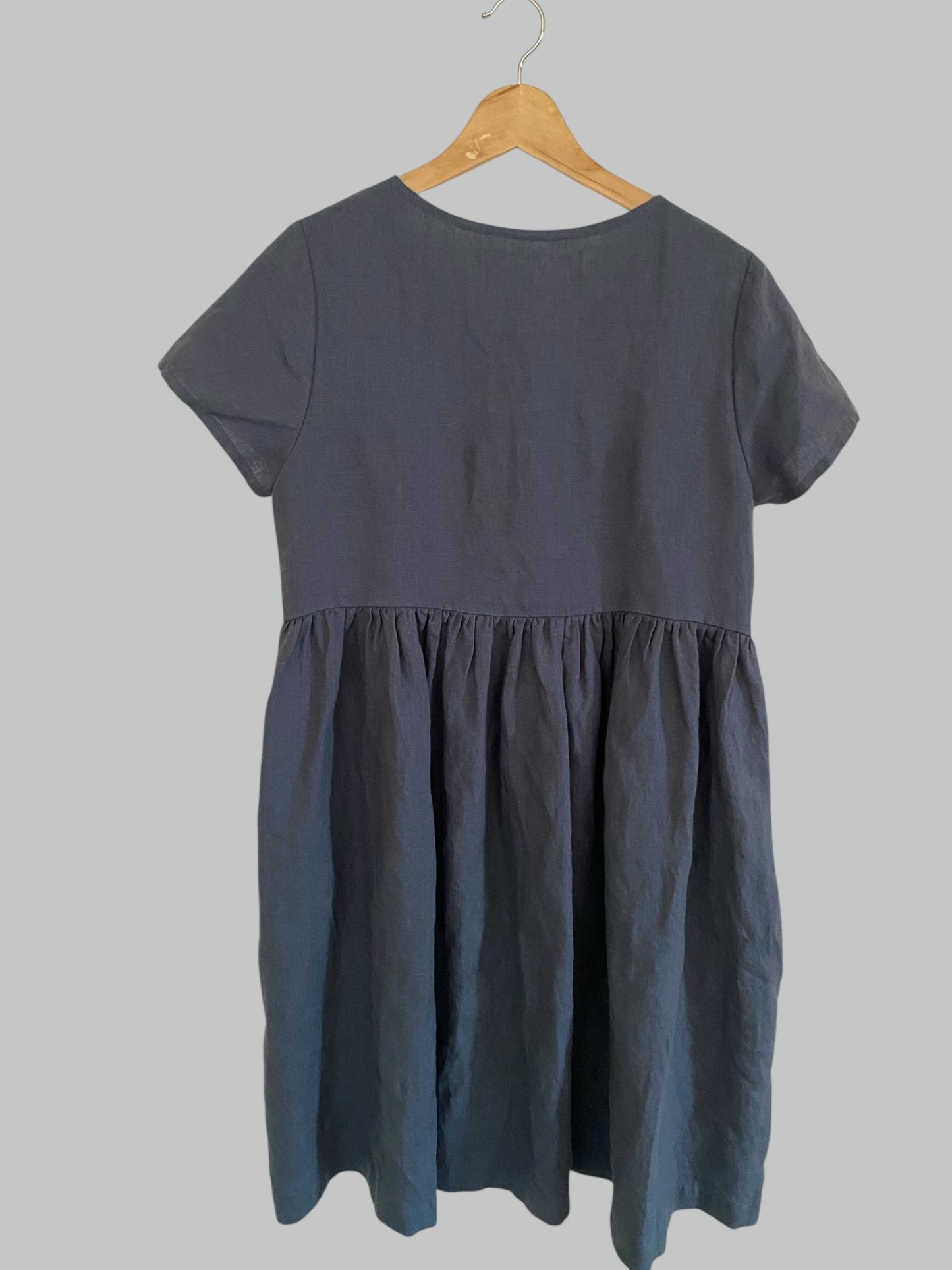 Blue-grey mama midi linen dress women's medium | Not Perfect Linen