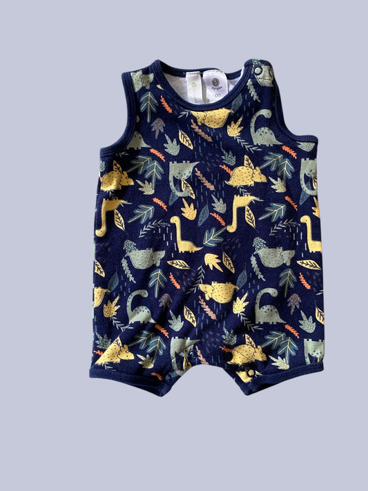 Cotton dinosaur shortie romper 0-6m | Dymples