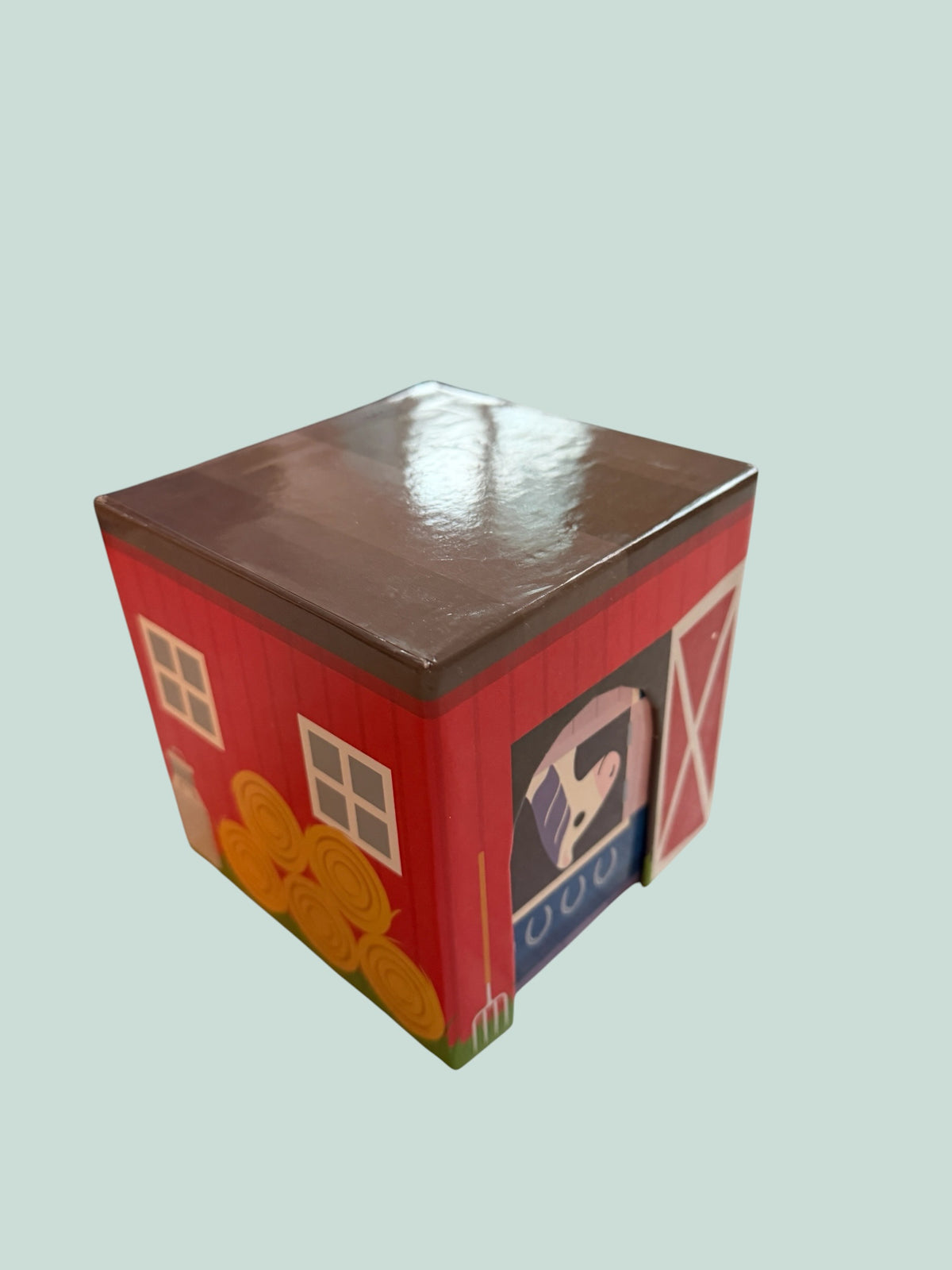 Nesting box stacking toy with wooden animals