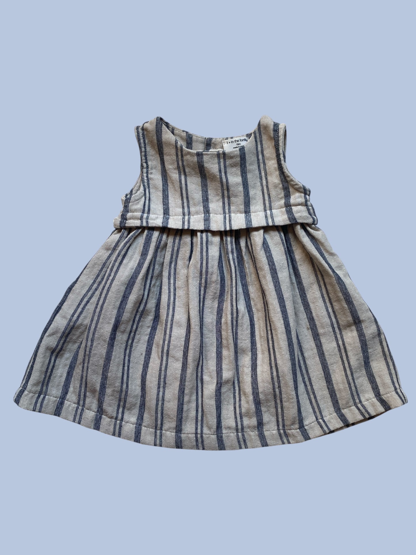 Cream and blue striped dress 18m | 1 + in the family