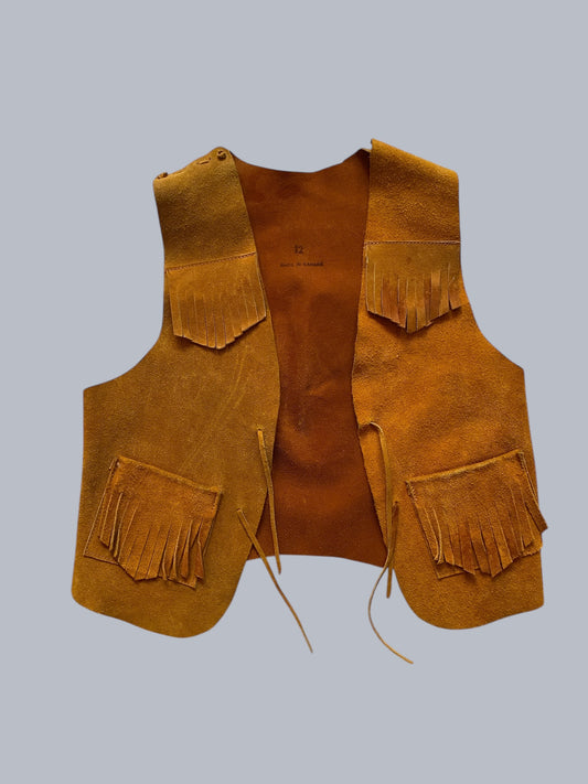 Real leather vest made in Canada 5-10Y