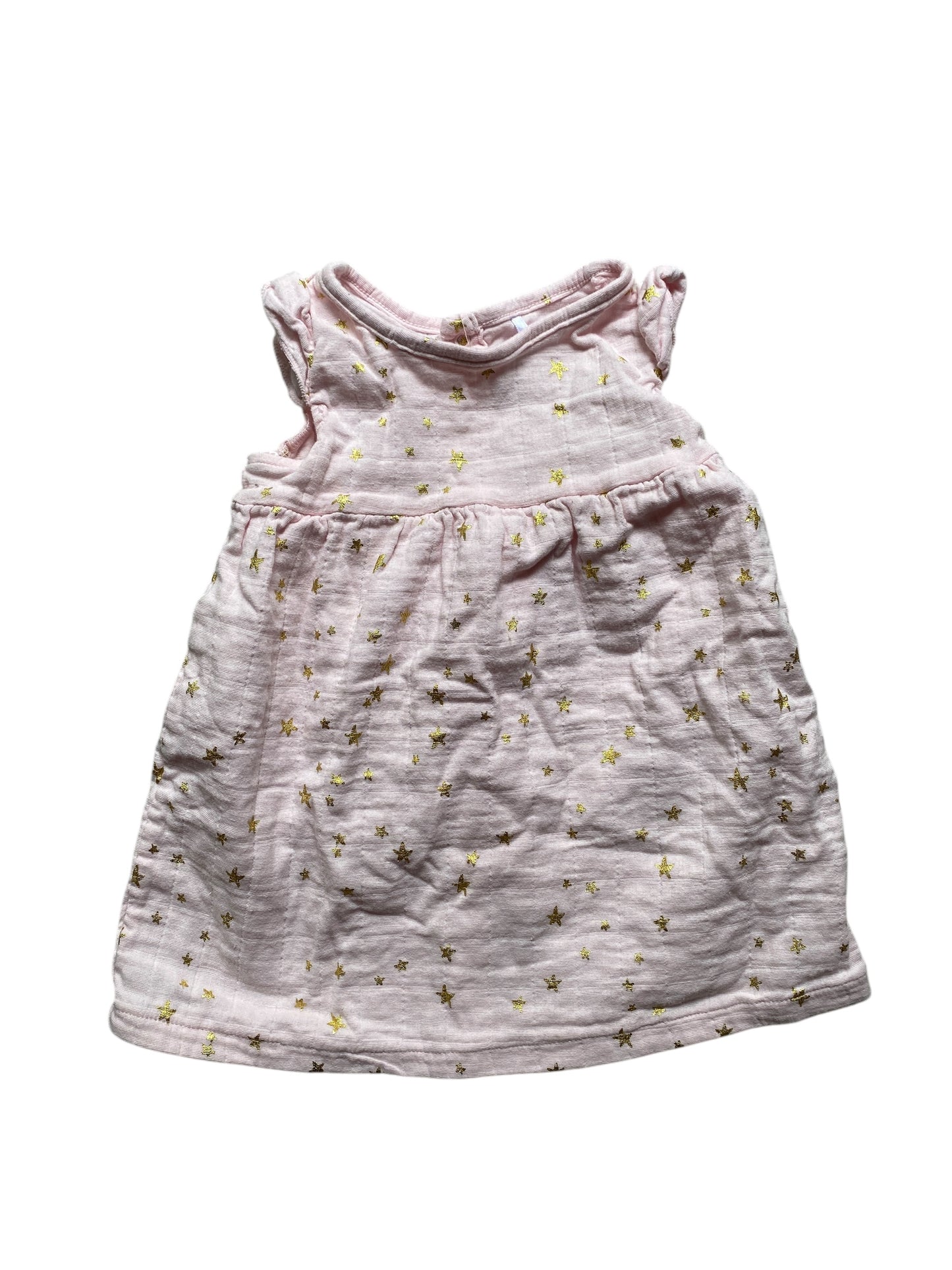 Cotton muslin dress pink with stars 9-12m | Aden + Anais