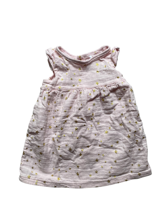Cotton muslin dress pink with stars 9-12m | Aden + Anais