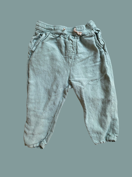 Linen/viscose blend mint coloured pants 18-24m | Zara